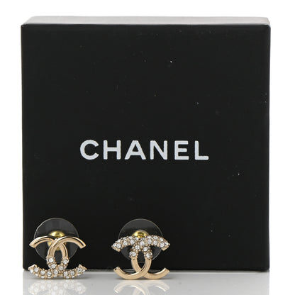 Chanel Crystal Metal CC Earrings Gold 5 of 5