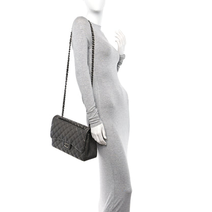 Chanel Metallic Caviar Quilted Jumbo Double Flap Dark Silver 2 of 13