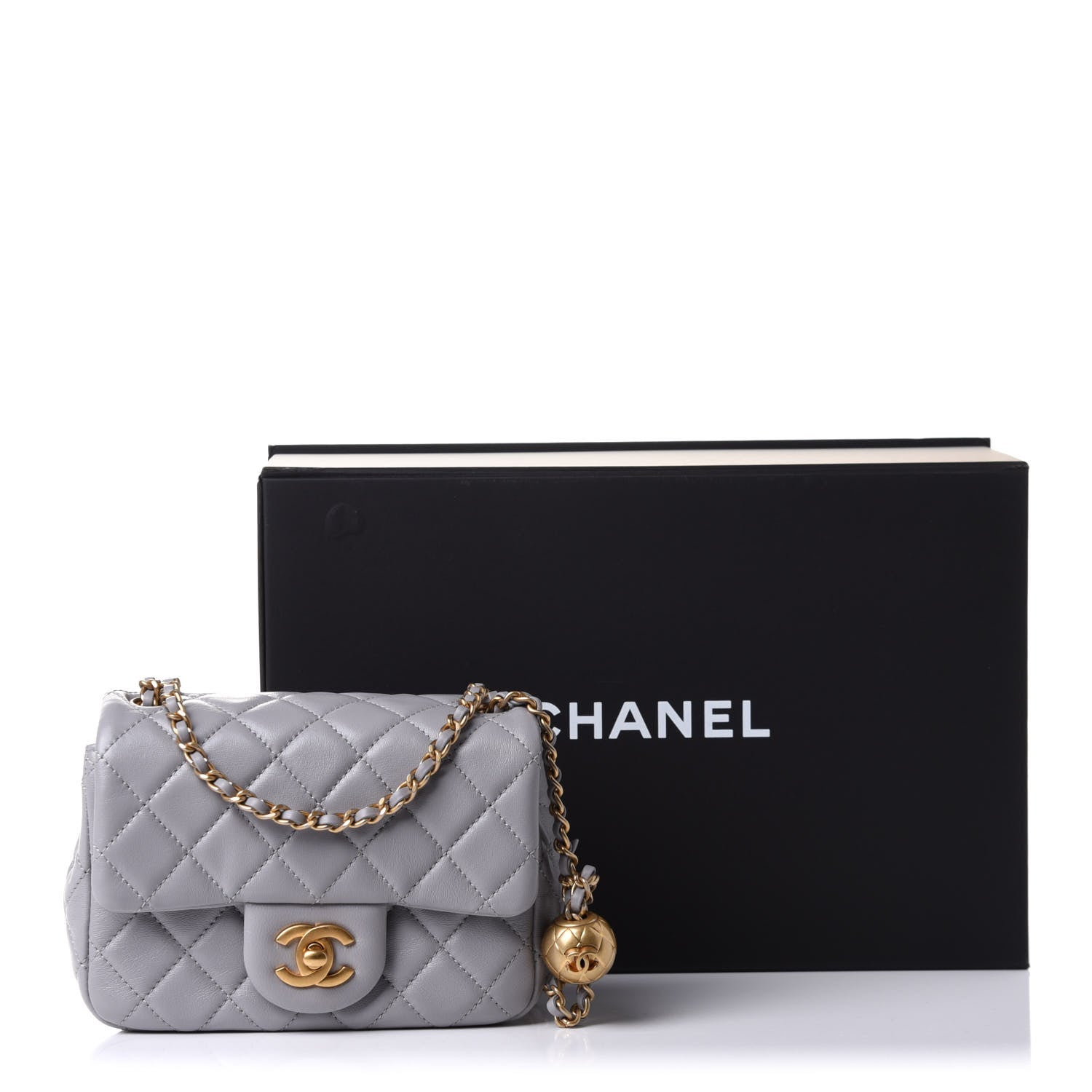 Chanel Lambskin Quilted Mini Pearl Crush Flap Light Grey 13 of 13