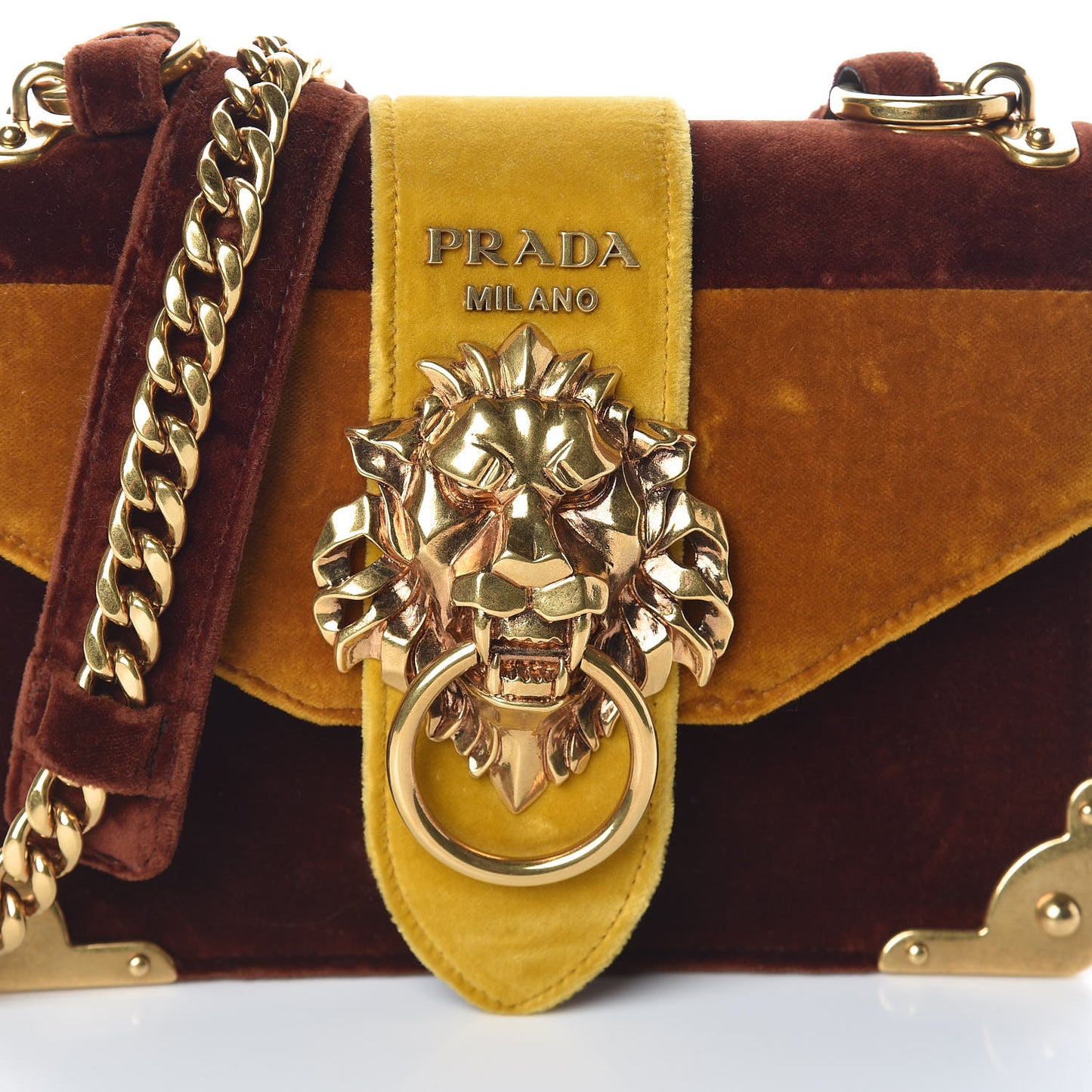 Velluto Lions Head Cahier Shoulder Bag Ambra