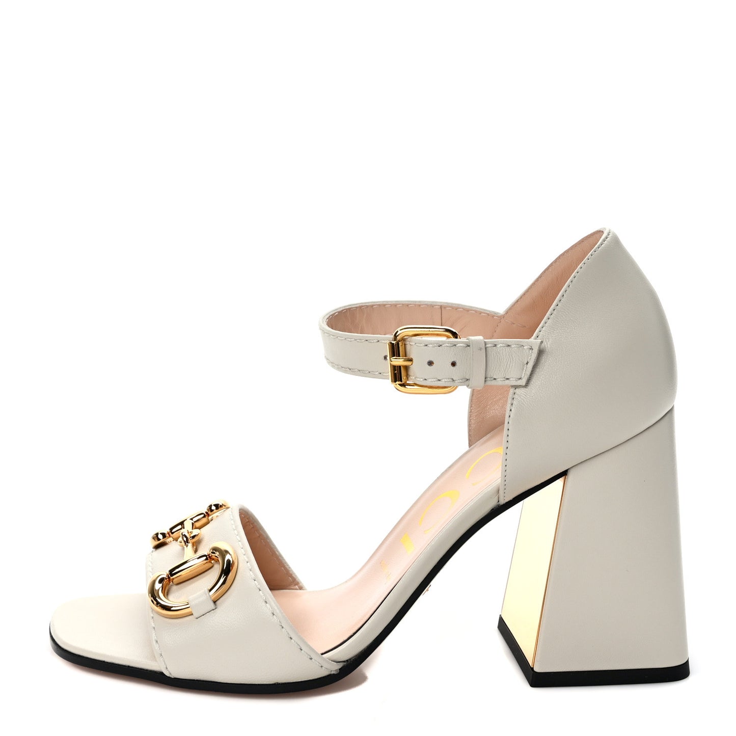 Nappa Horsebit Cross Strap 95mm Sandals 39 Mystic White