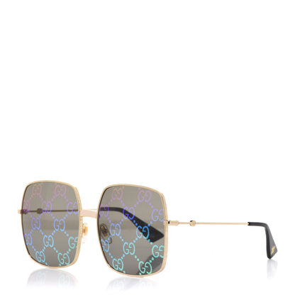 Gucci Metal Rectangular Frame Sunglasses GG0414S Gold Multicolor 1 of 9