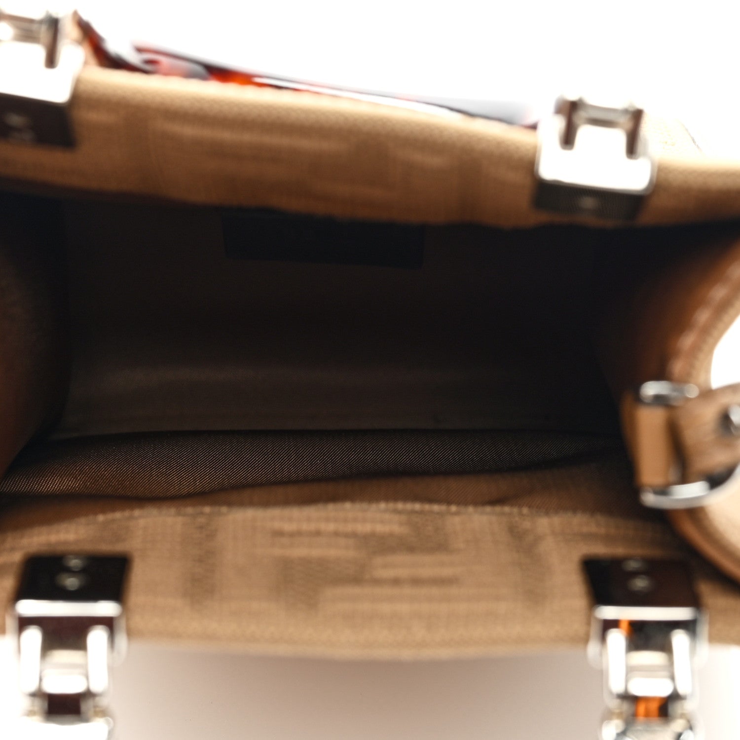 Fendi Technical Fabric Vitello Ceylon Plexiglass FF Mini Fendi Sunshine Shopper Tote Sand 5 of 8