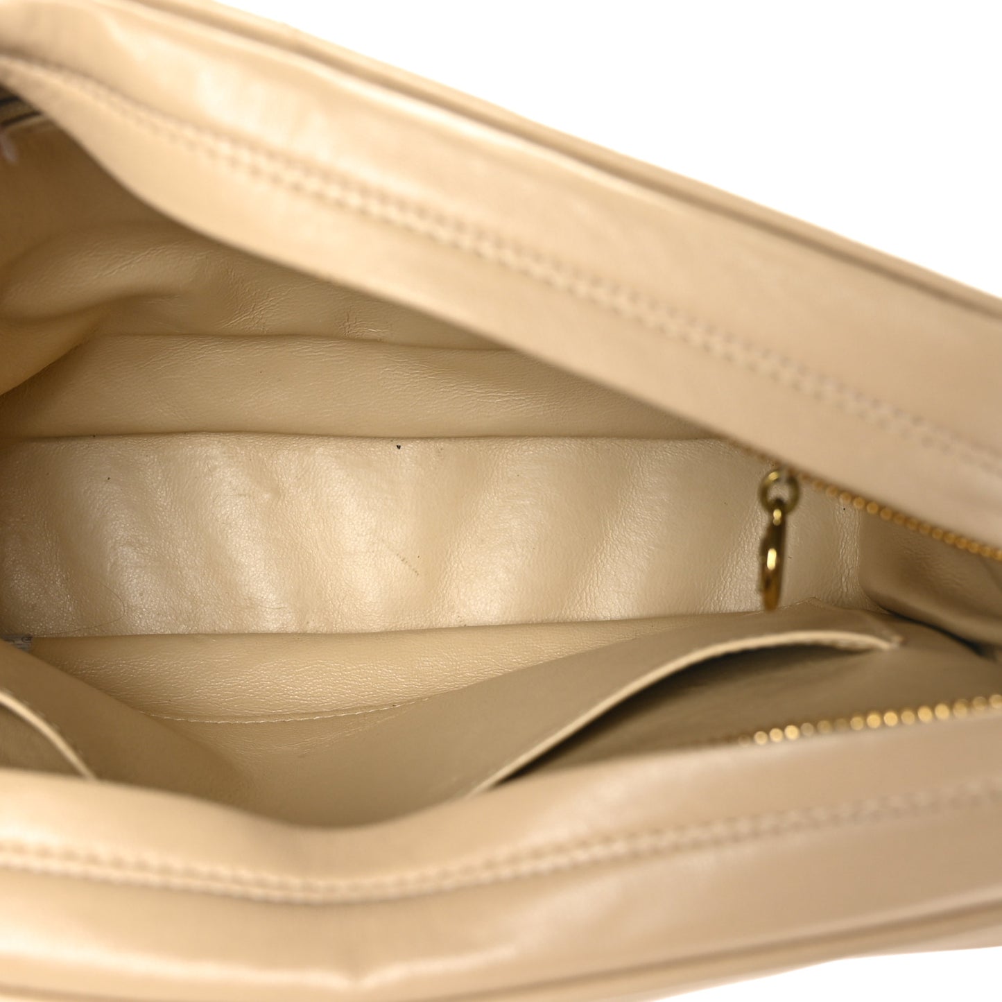 Lambskin Chevron Quilted Tassel Flap Camera Case Beige