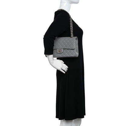 Chanel Caviar Quilted Medium Double Flap Grey 2 of 12