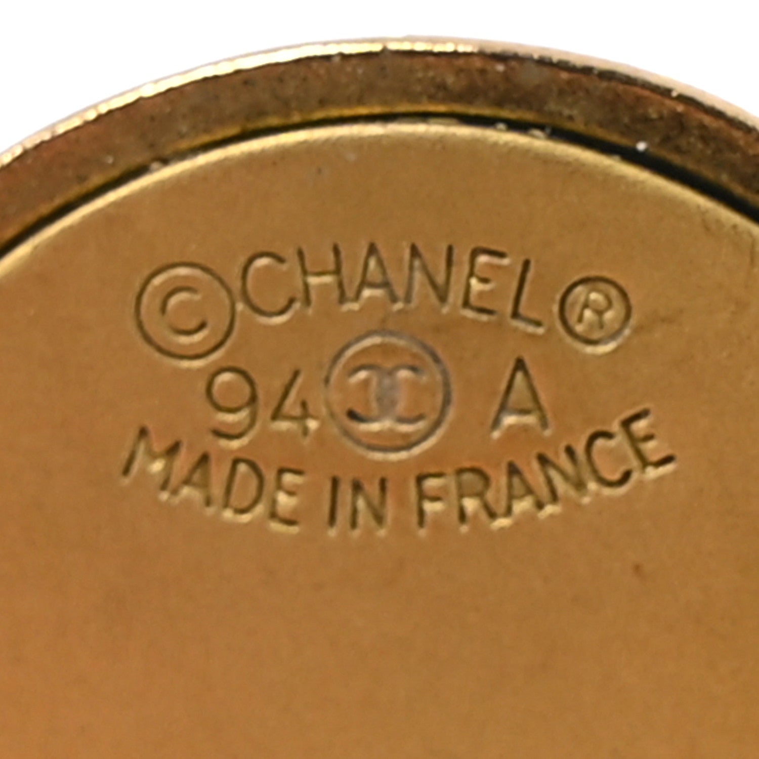 Chanel Enamel CC Logo Round Clip On Earrings Black Gold 4 of 4