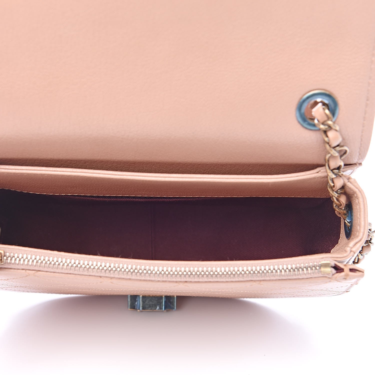 Chanel Shiny Calfskin Goatskin Quilted Small Coco Curve Messenger Flap Beige 5 of 16