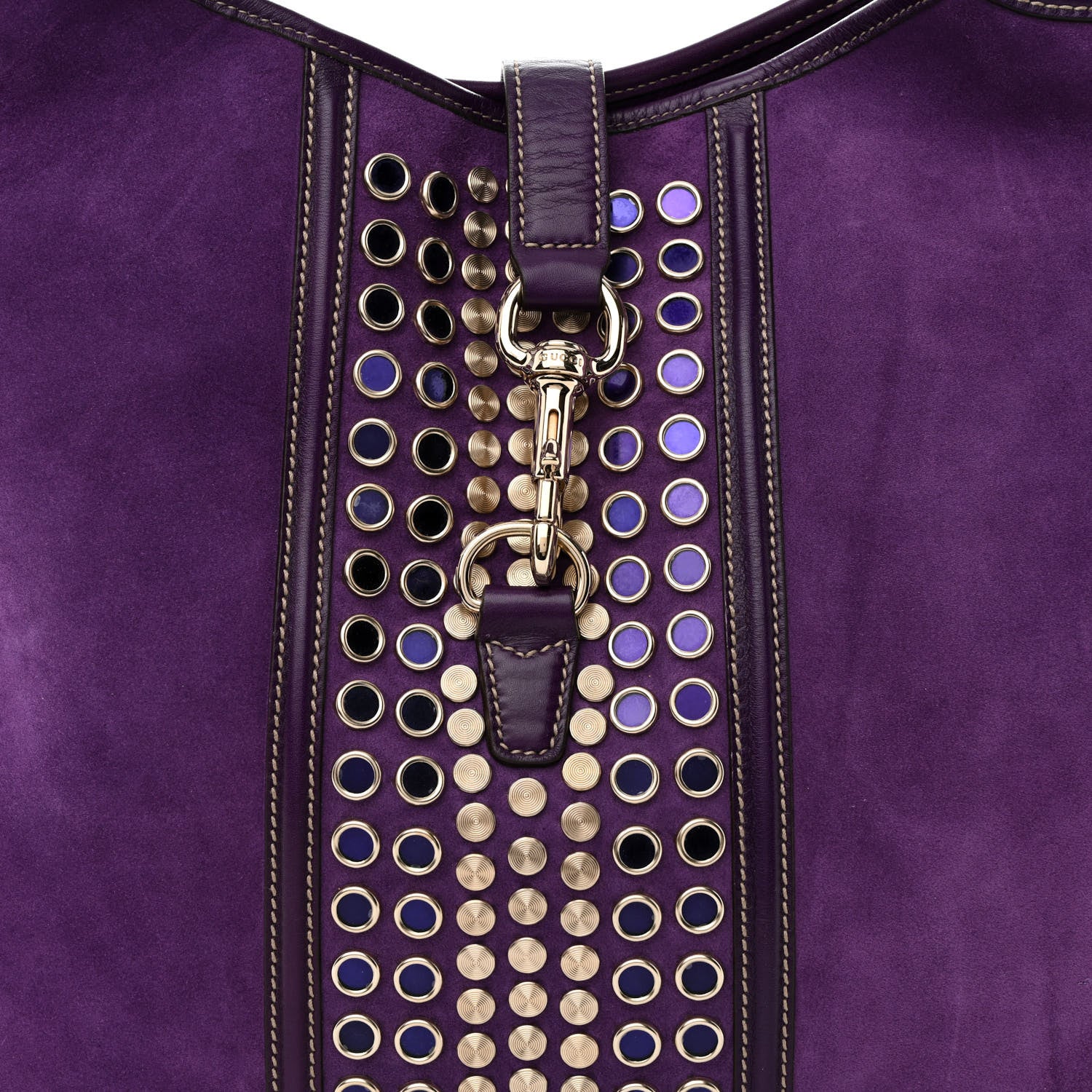 Gucci Suede Studded Large Jackie Shoulder Bag Purple 8 of 10