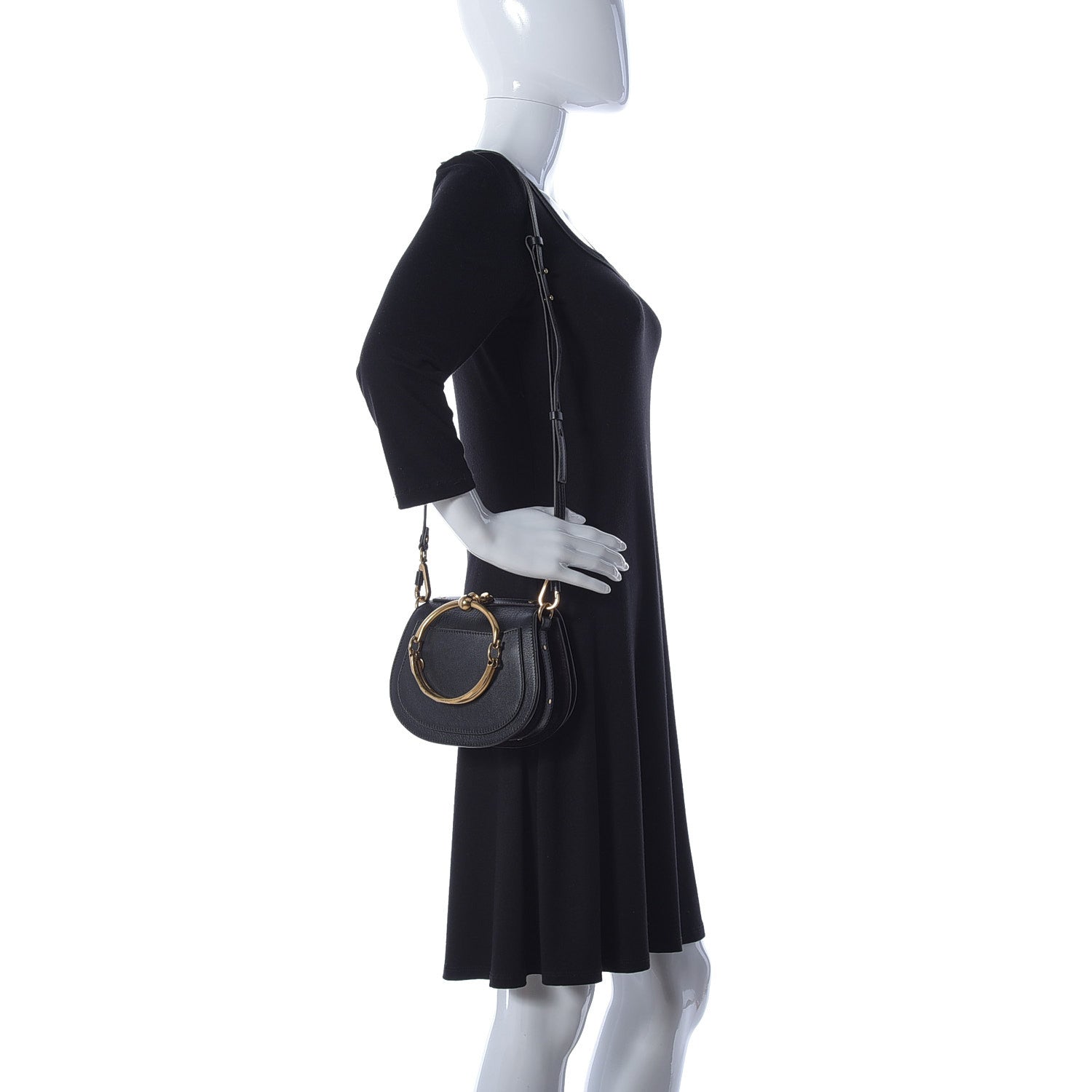 Chloe Calfskin Suede Small Nile Bracelet Bag Black 2 of 23