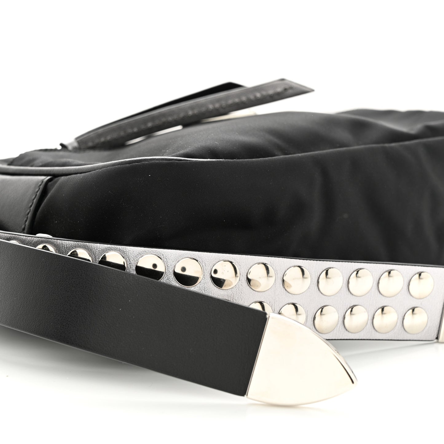 Tessuto Nylon Studded New Vela Shoulder Bag Black Cromo