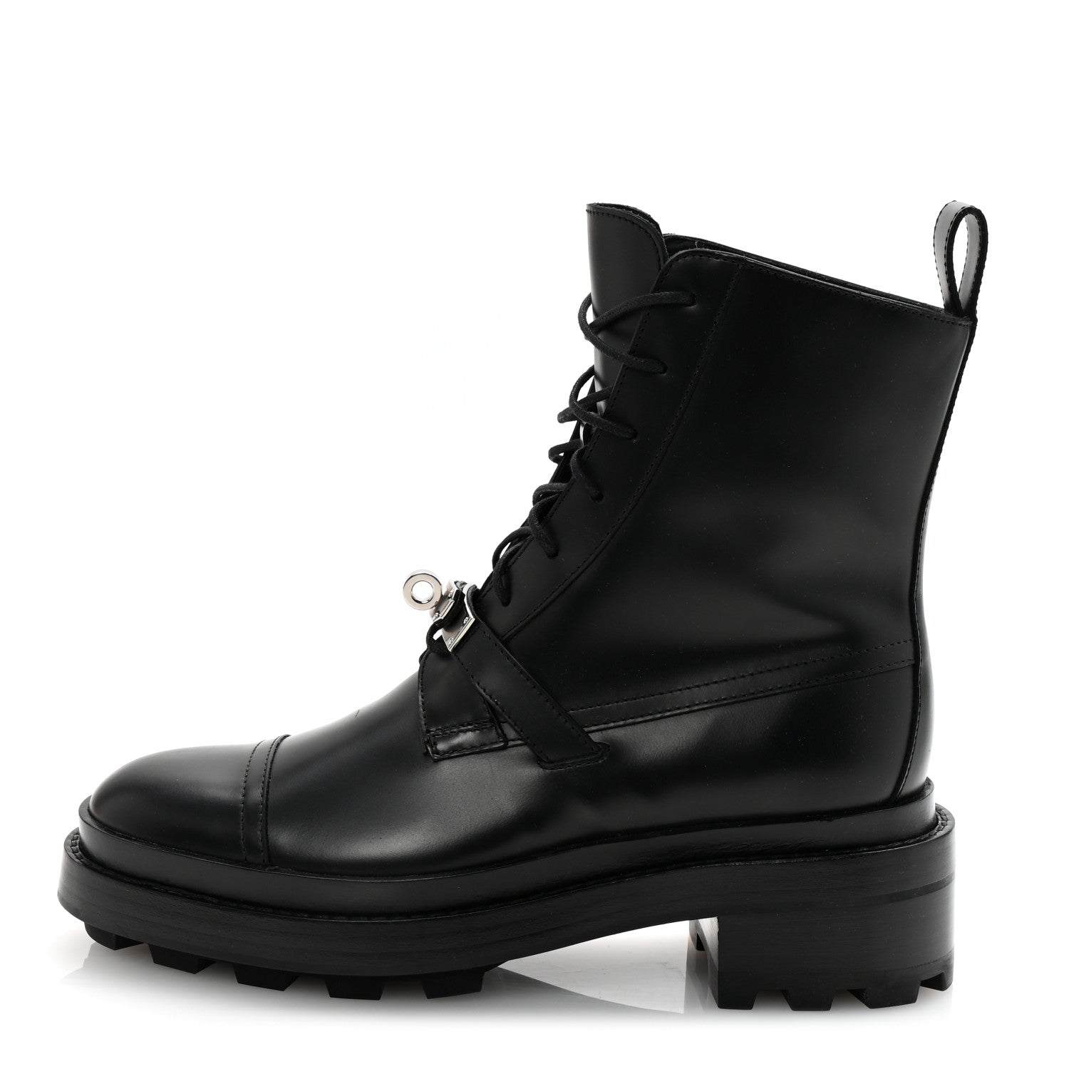 Hermes Glossed Calfskin Funk Ankle Boots 36 Black 1 of 10