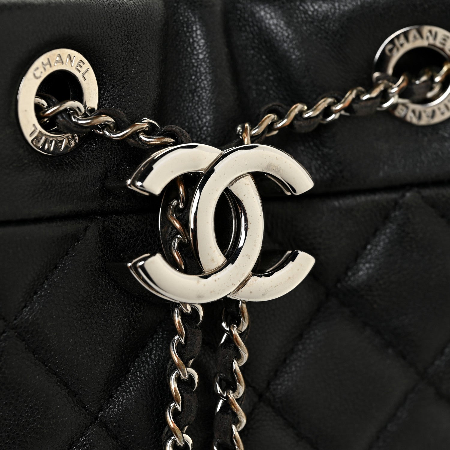 Chanel Lambskin Quilted Mini CC Chain Bucket Bag Black 16 of 16