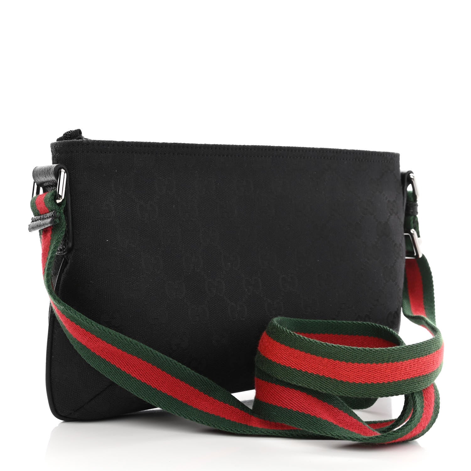 Gucci Monogram Web Small Flat Messenger Crossbody Black 3 of 13