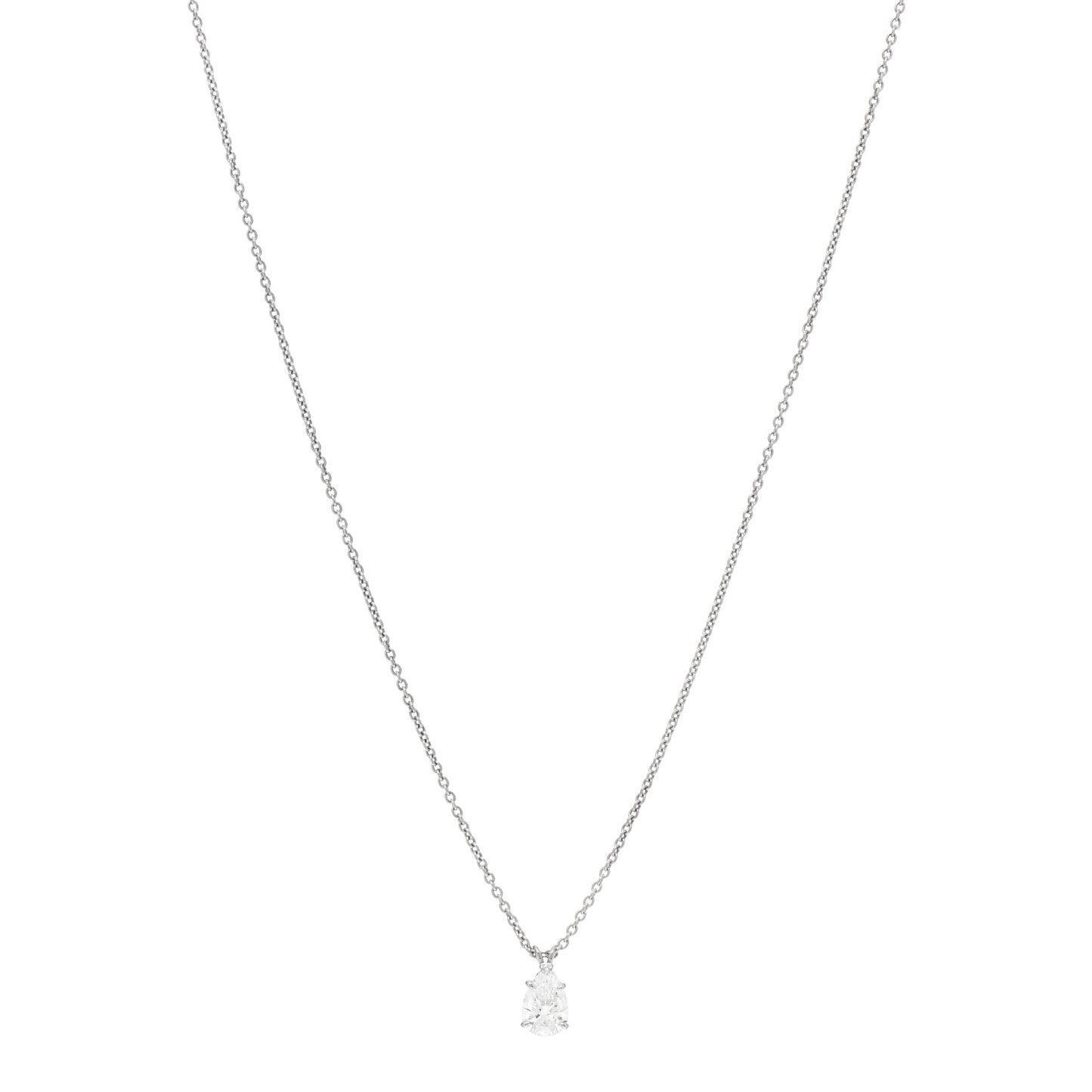 Platinum Diamond .55ct Pear Solitaire Pendant Necklace