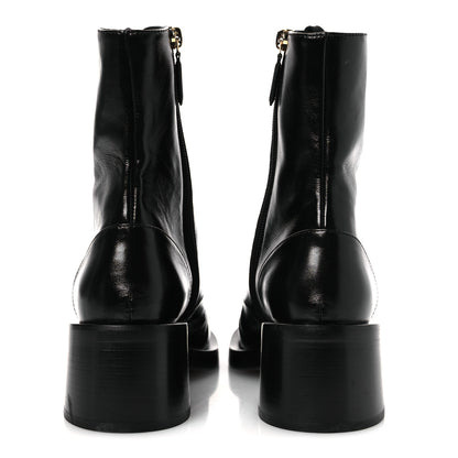 Chanel Shiny Calfskin Patent Cap Toe Lace Up Combat Boots 36.5 Black 6 of 10