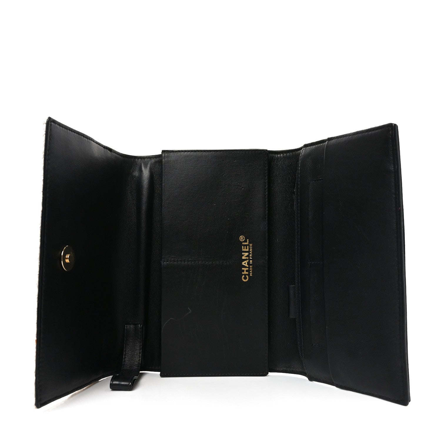 Chanel Tweed Jersey Lambskin Camellia Flap Chocolate Bar Pearl