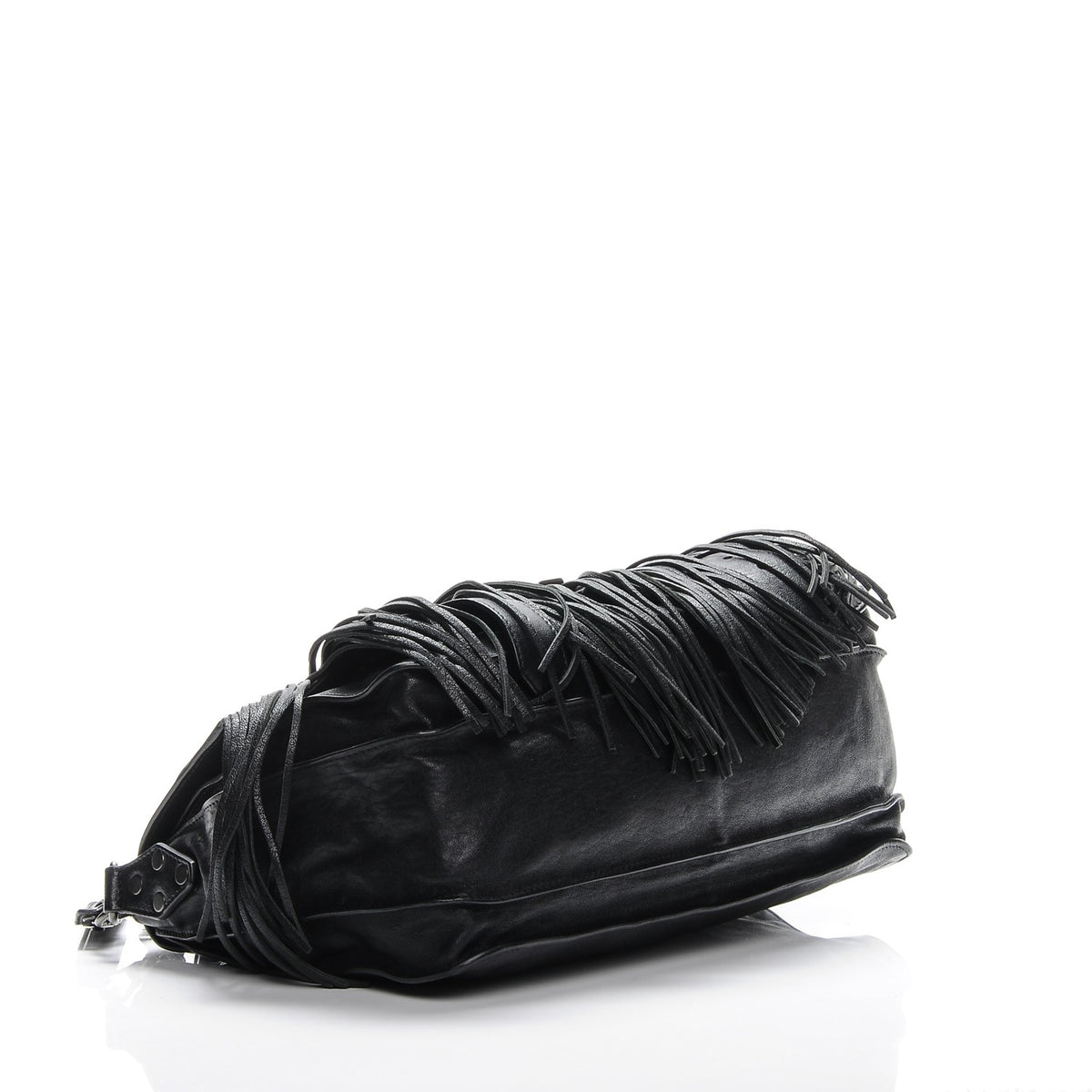 Lambskin Fringe Medium PS1 Satchel Black