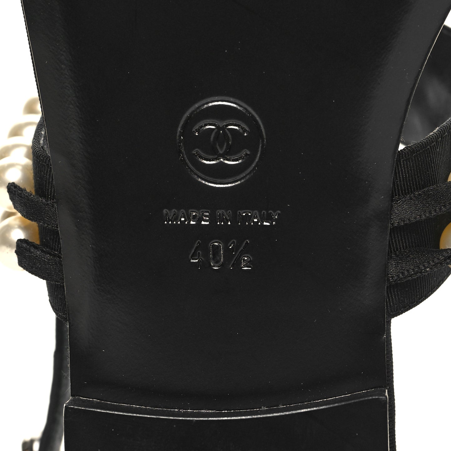 Grosgrain Pearl CC Sandals 40.5 Black