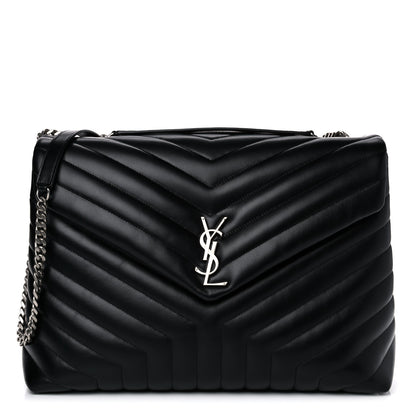 Saint Laurent Calfskin Y Quilted Monogram Large Loulou Chain Satchel Black 1 of 17