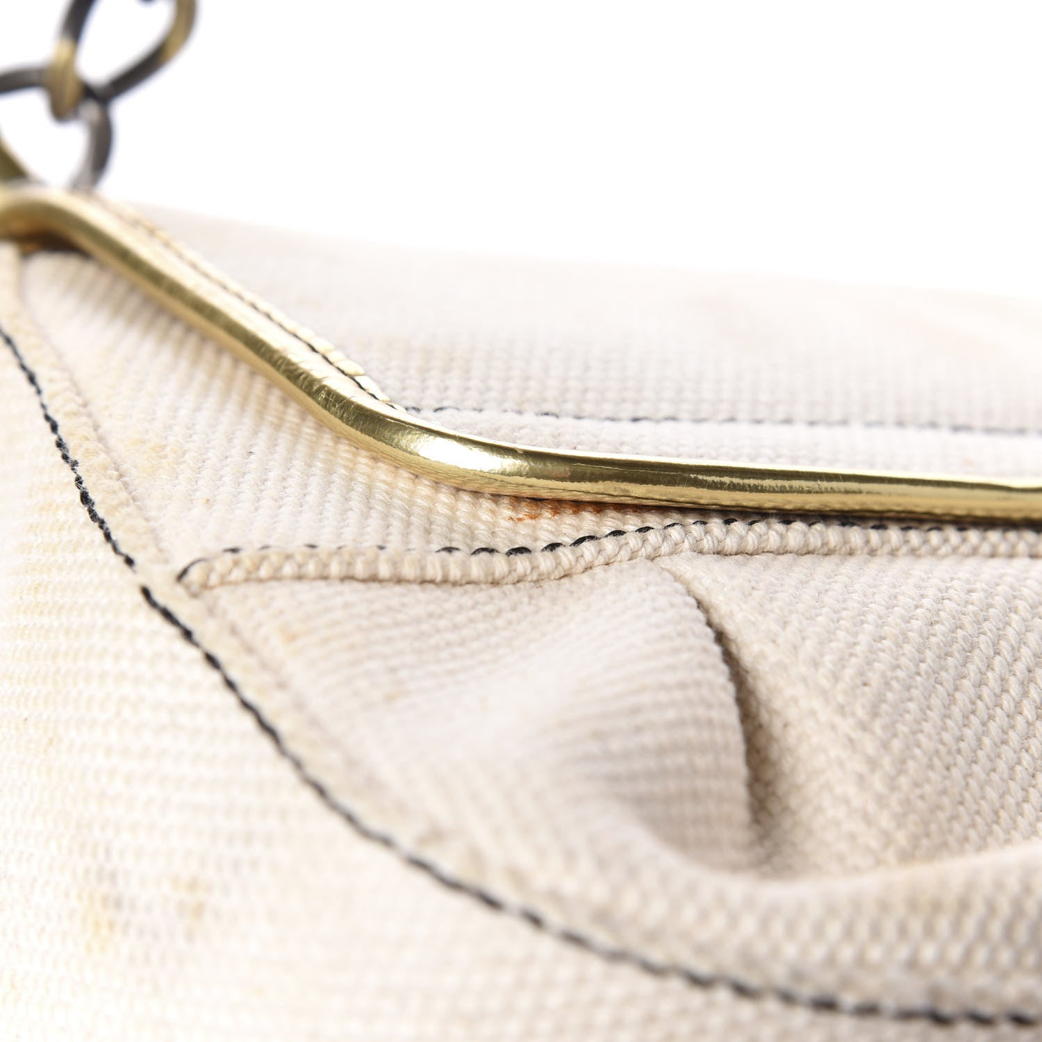 Fendi Canvas Metallic Calfskin B Bis Flap Bag Natural Gold 15 of 17