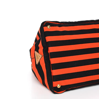Prada Canapa Striped Tote Arancio 7 of 9
