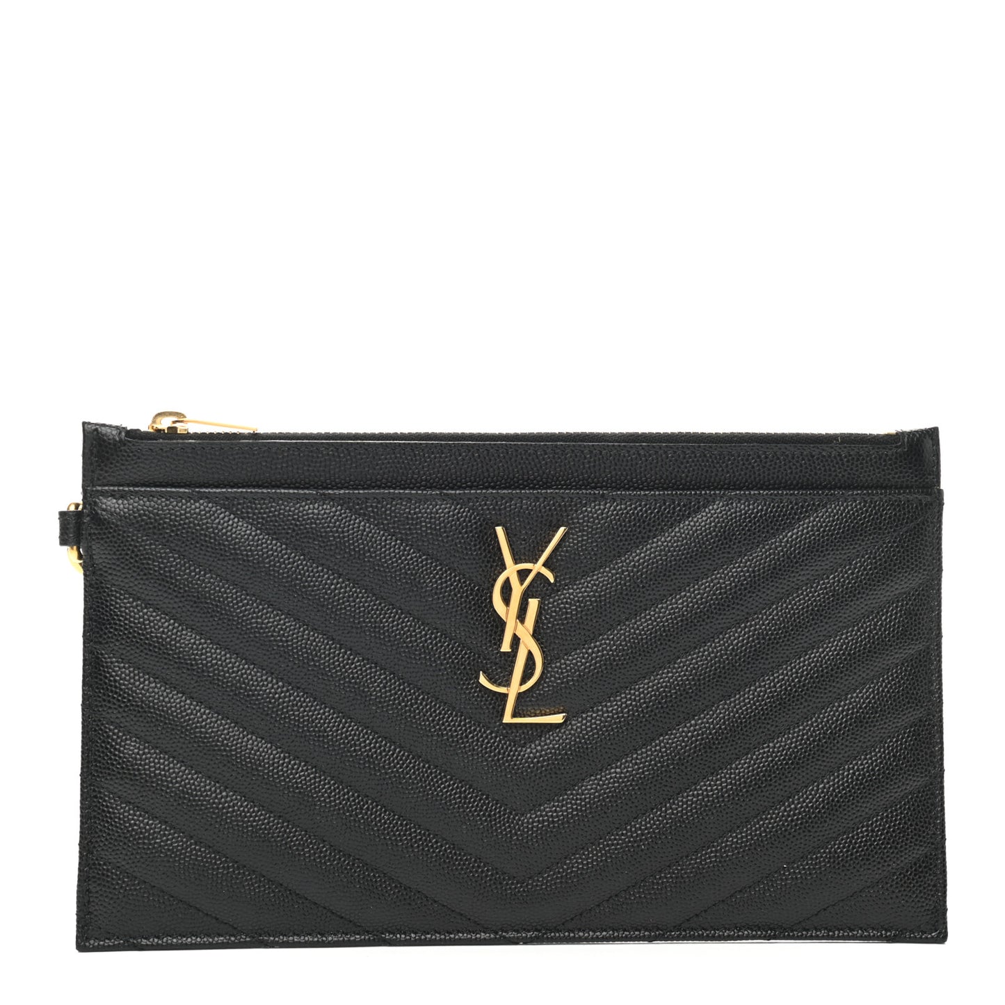 Grain De Poudre Chevron Monogram Large Bill Pouch Black
