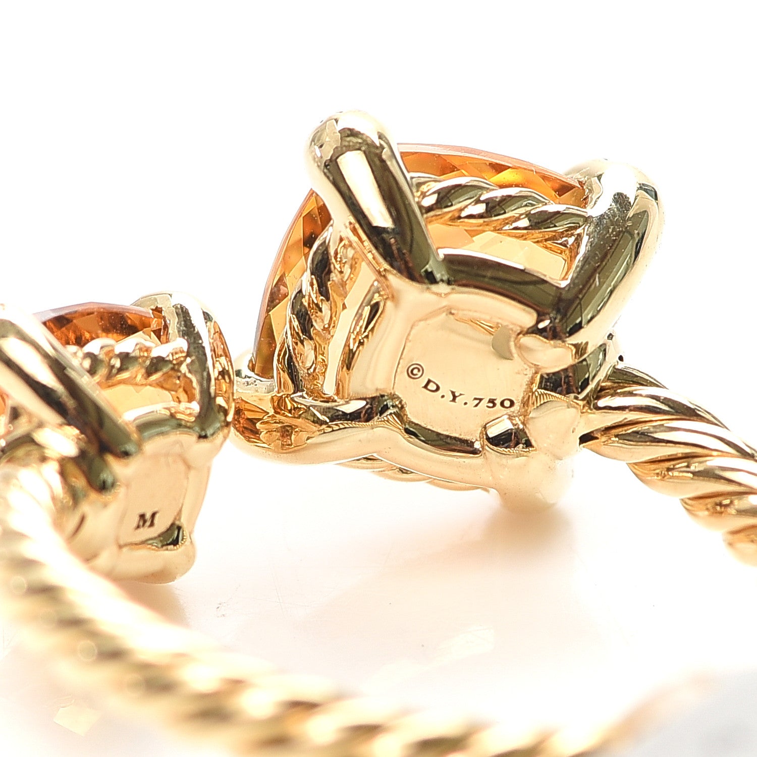 David Yurman 18K Yellow Gold Diamond Citrine Chatelaine Bypass Ring 54 6.75 4 of 4