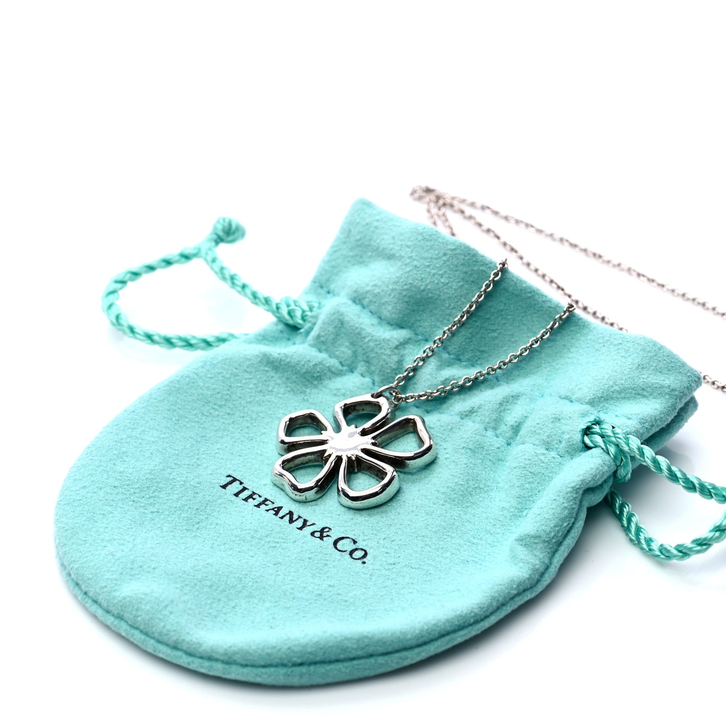 Sterling Silver Open Flower Pendant Necklace