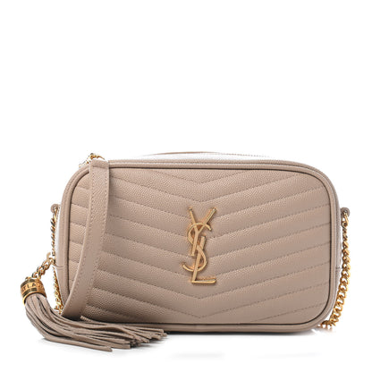 Saint Laurent Grain De Poudre Matelasse Monogram Mini Lou Camera Bag Dark Beige 1 of 7