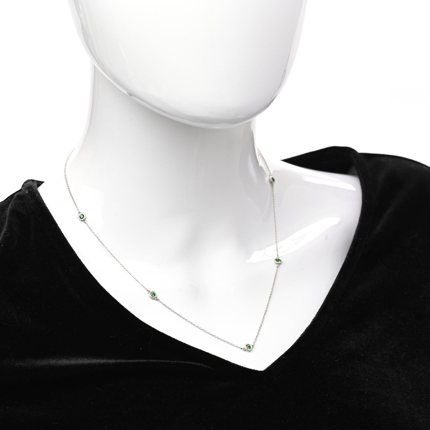 Sterling Silver Tsavorite Elsa Peretti 5 Station Color by the Yard Necklace
