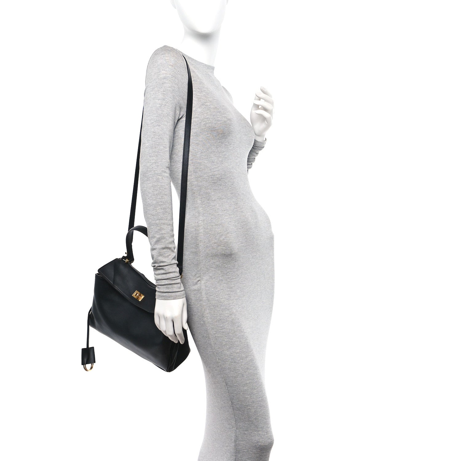 Balenciaga Natural Smooth Calfskin Small Rodeo Top Handle Handbag Black 2 of 10
