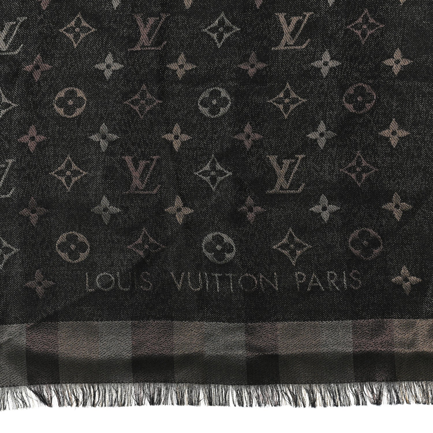 Louis Vuitton Silk Lurex Wool So Shine Monogram Shawl Black 3 of 10