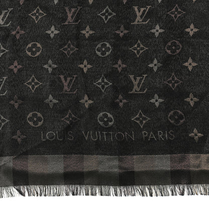 Louis Vuitton Silk Lurex Wool So Shine Monogram Shawl Black 3 of 10