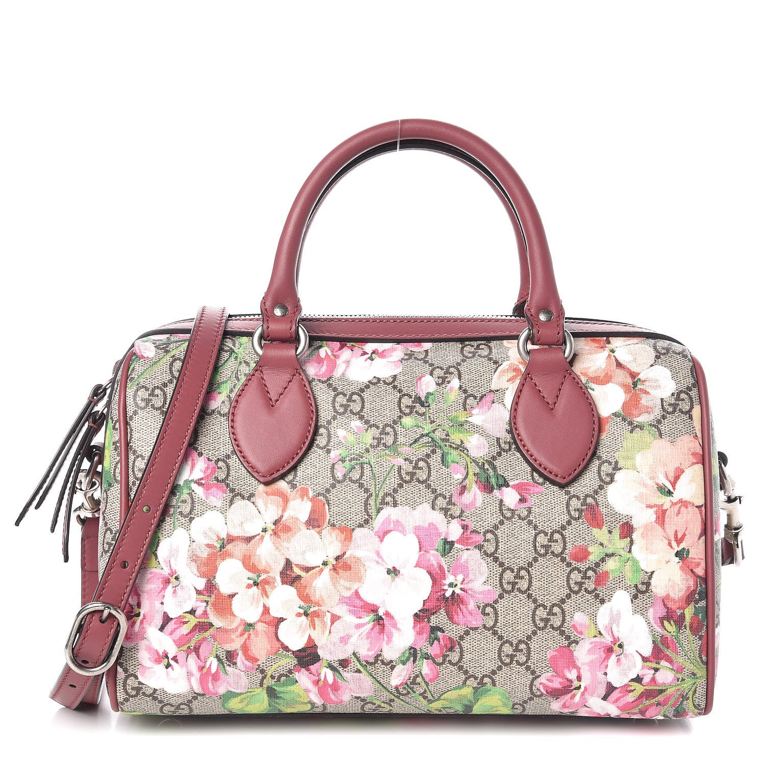 Gucci GG Supreme Monogram Blooms Small Boston Beige Multicolor Dry Rose 1 of 9