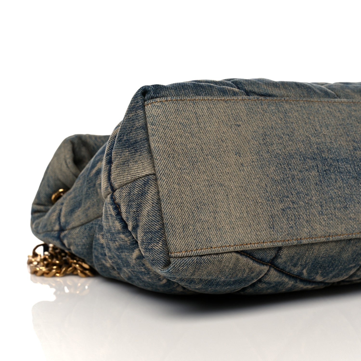 Saint Laurent Denim Quilted Medium Loulou Puffer Monogram Chain Satchel Blue Black 9 of 10