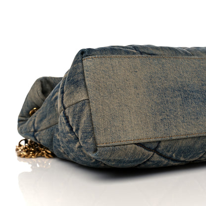 Saint Laurent Denim Quilted Medium Loulou Puffer Monogram Chain Satchel Blue Black 9 of 10