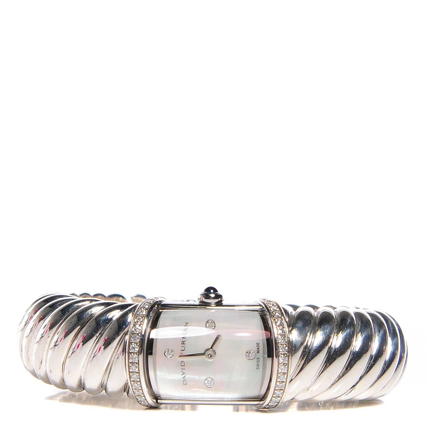 David Yurman Sterling Silver Diamond Bezel Mother of Pearl 19mm Waverly Quartz Watch 3 of 5