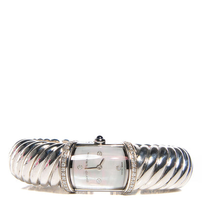 David Yurman Sterling Silver Diamond Bezel Mother of Pearl 19mm Waverly Quartz Watch 3 of 5