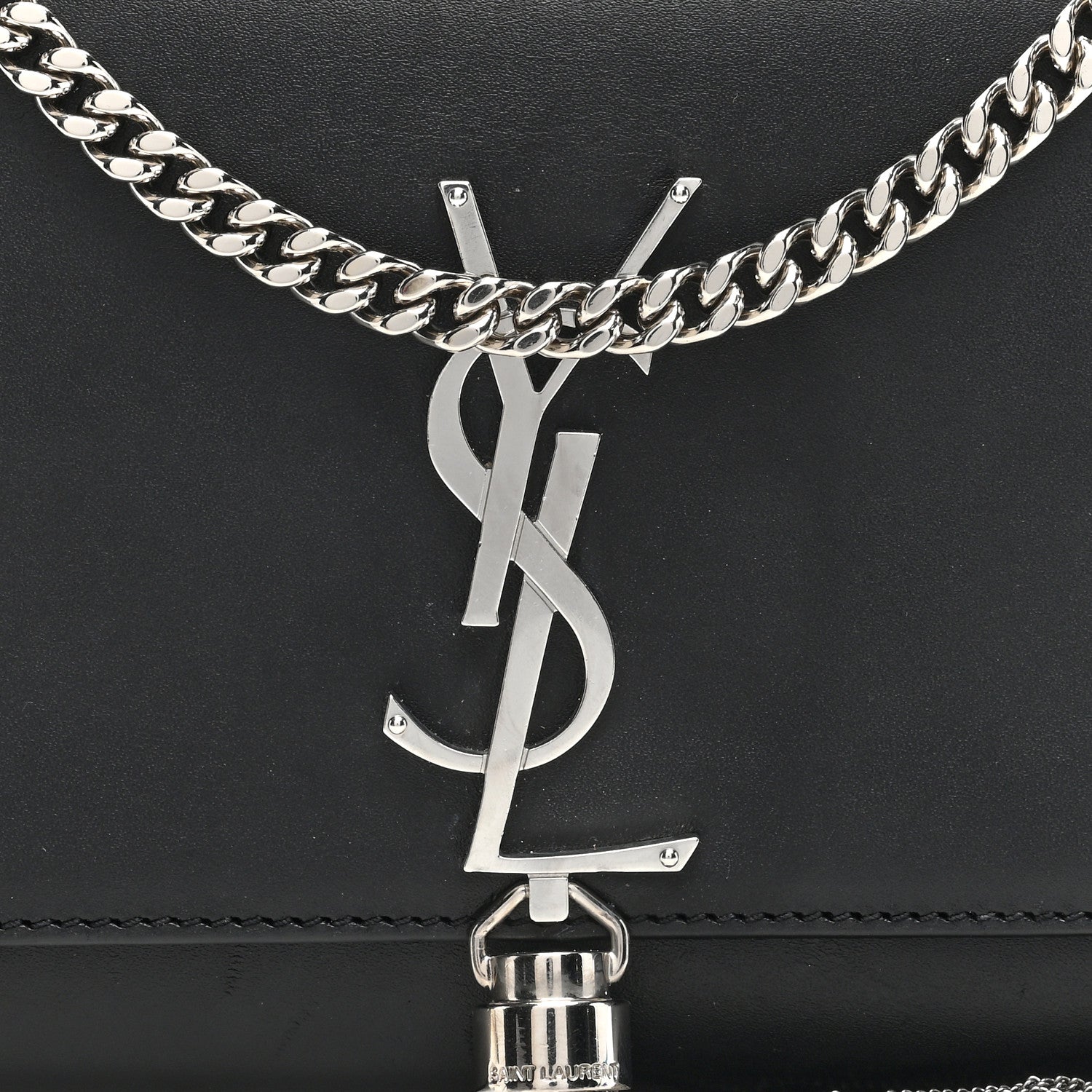 Saint Laurent Smooth Calfskin Small Classic Monogram Kate Tassel Satchel Black 7 of 9