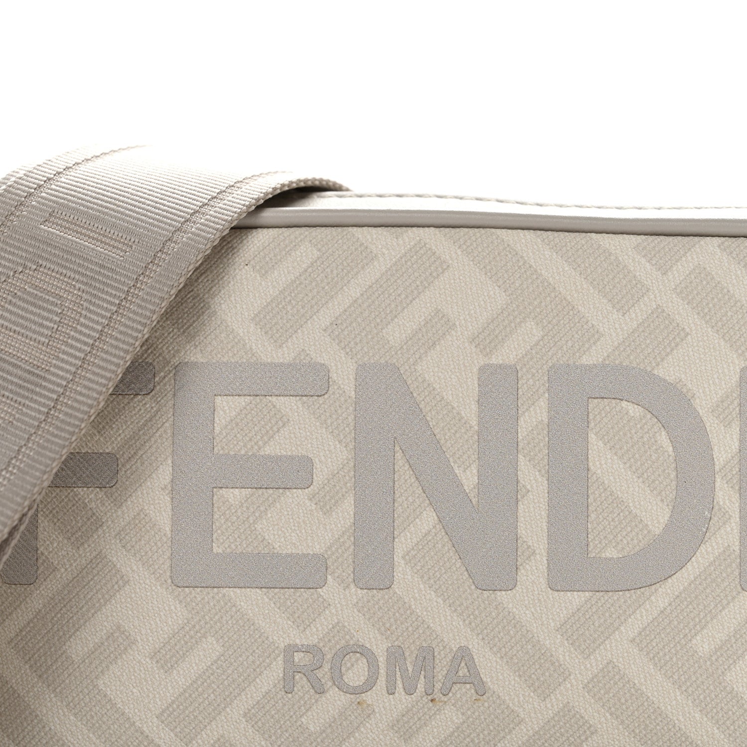 Fendi Shiny Glazed Fabric Vitello Cover FF 1974 Logo Small Camera Case Perla Ghiaia 9 of 13