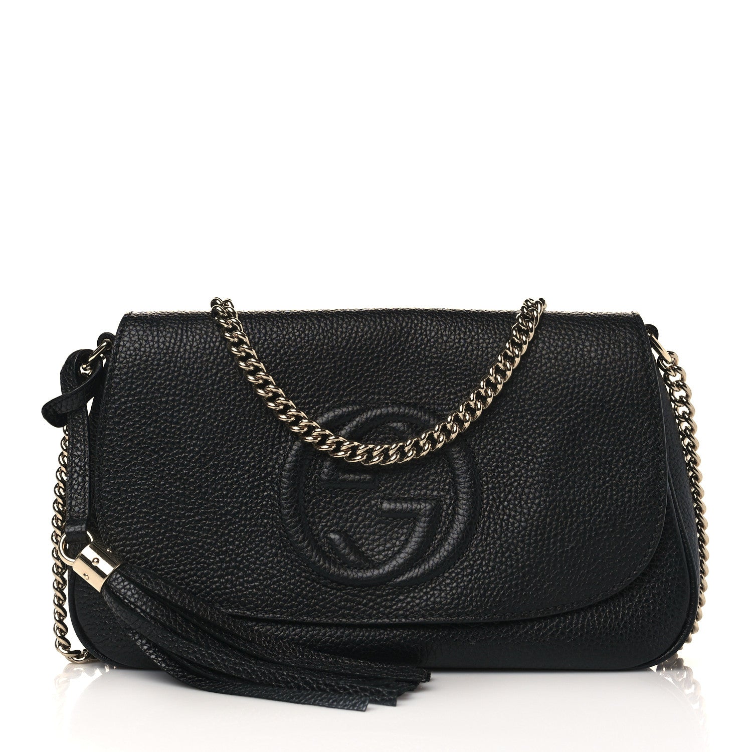 Gucci Pebbled Calfskin Medium Soho Flap Crossbody Black 1 of 9