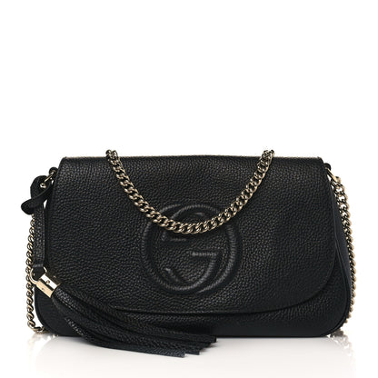 Gucci Pebbled Calfskin Medium Soho Flap Crossbody Black 1 of 9