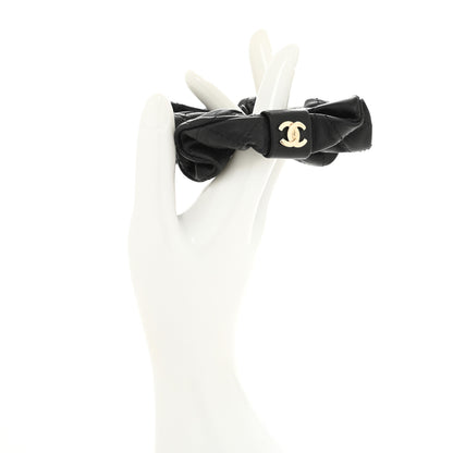 Chanel Lambskin Quilted CC Hair Scrunchie Black 2 of 4