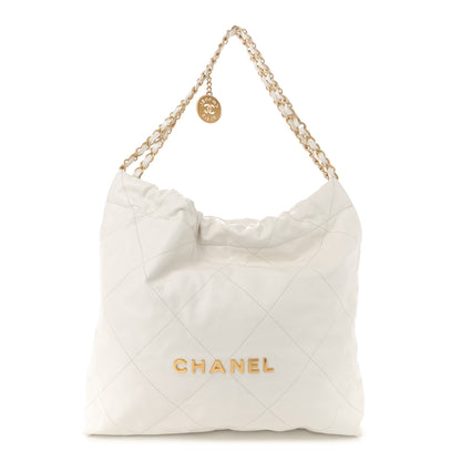 Chanel Shiny Calfskin Quilted Chanel 22 White 1 of 12