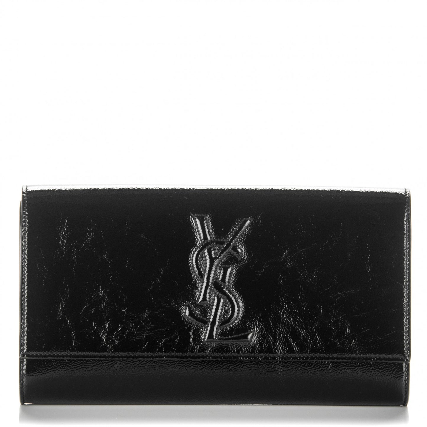 Textured Patent Monogram Large Belle De Jour Clutch Black