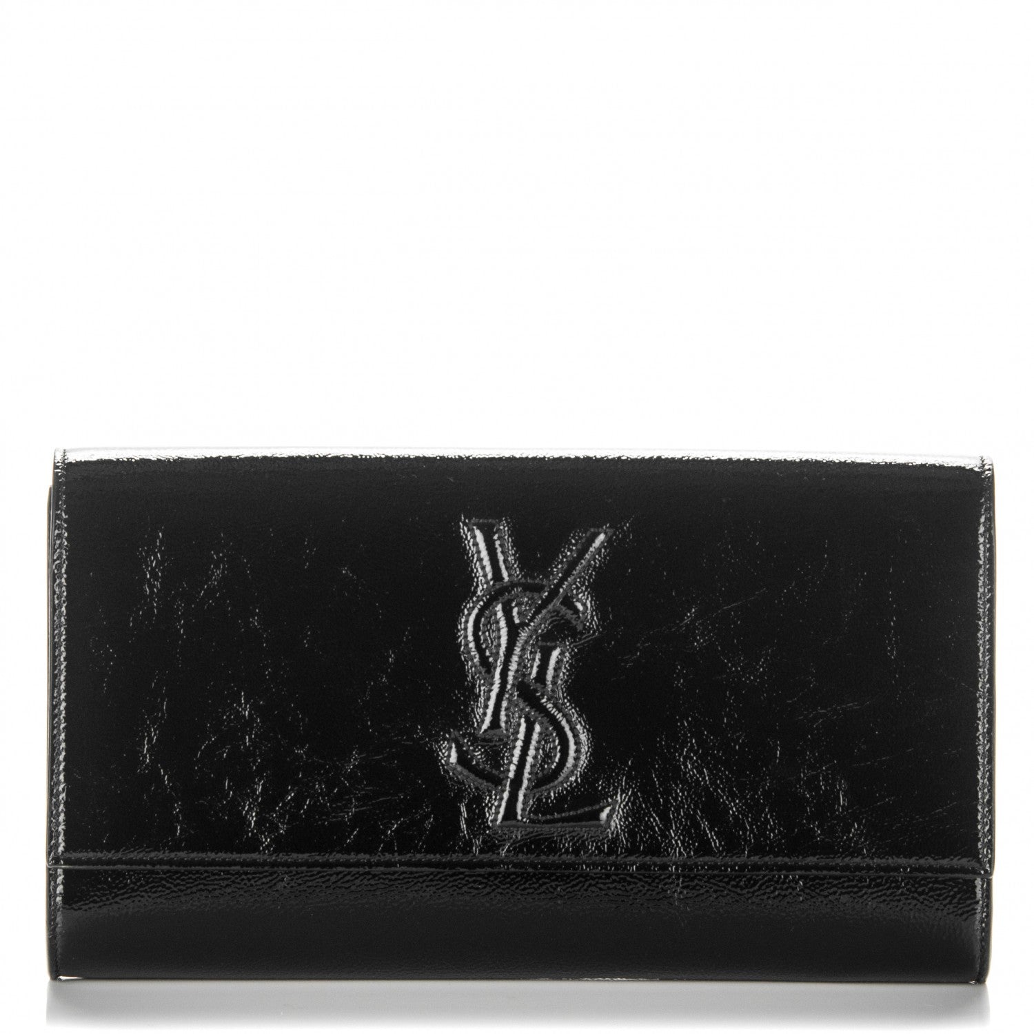 Saint Laurent Textured Patent Monogram Large Belle De Jour Clutch Black 1 of 6
