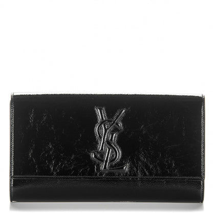 Saint Laurent Textured Patent Monogram Large Belle De Jour Clutch Black 1 of 6