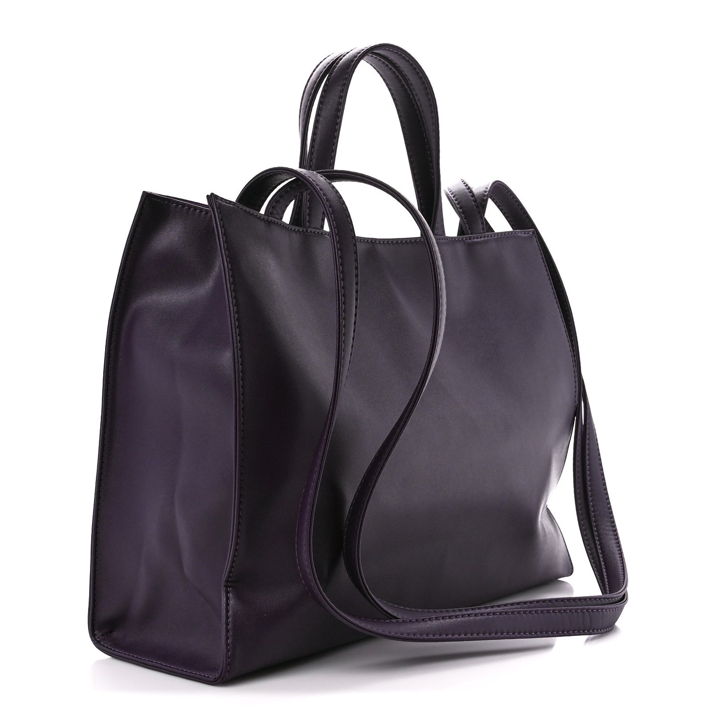 Vegan Leather Medium Shopping Bag Eggplant