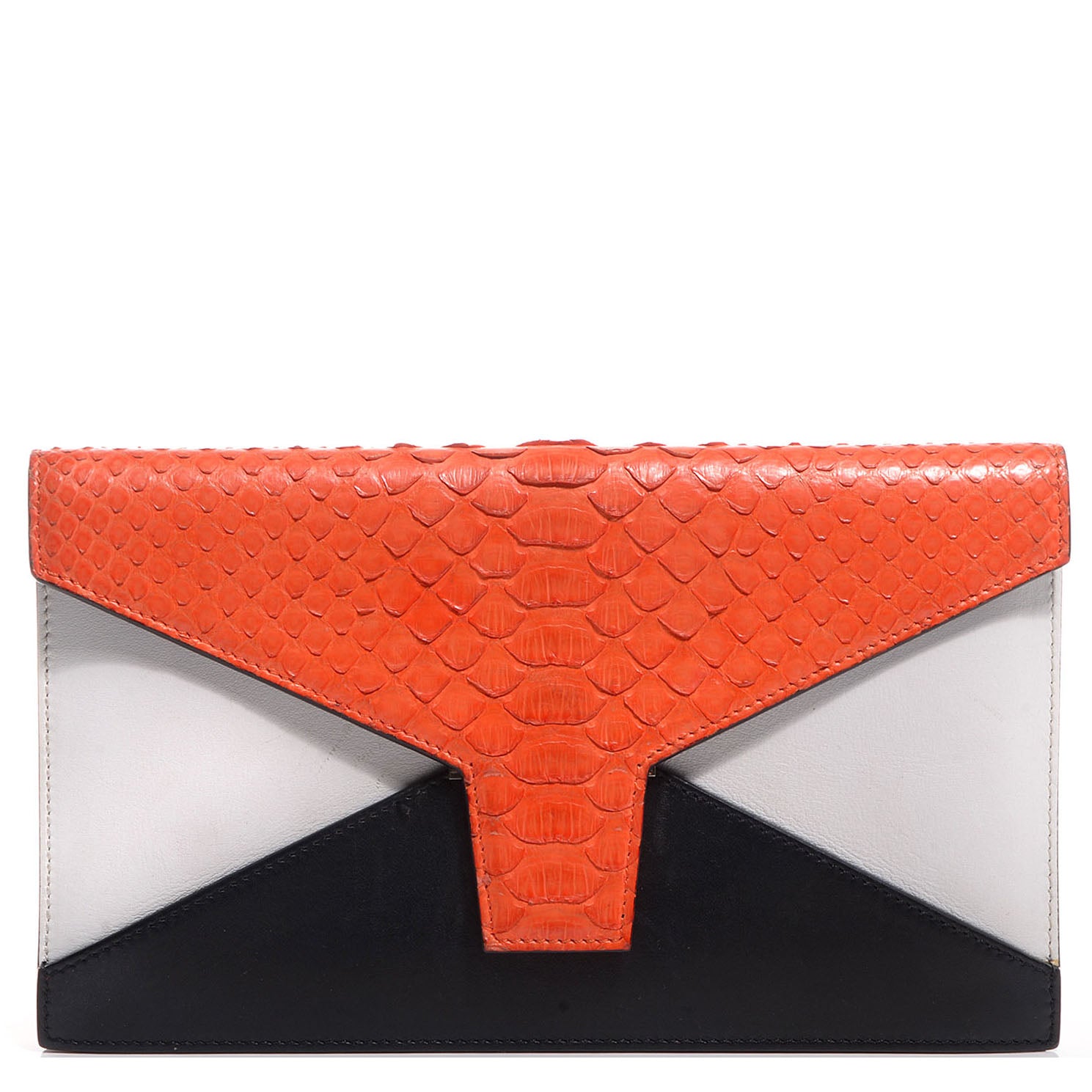 Celine Python Calfskin Diamond Clutch Bright Orange 1 of 8