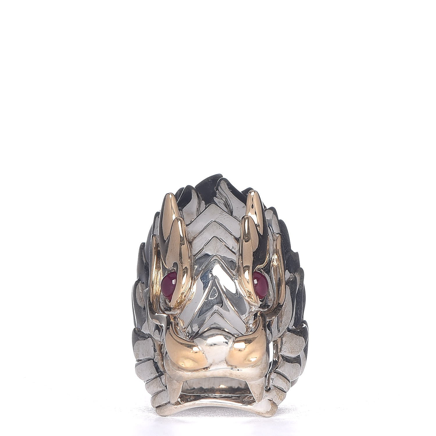 John Hardy Sterling Silver 18K Yellow Gold Ruby Naga Dragon Head Ring 54 7 3 of 5
